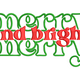 Merry and Bright Christmas Word Embroidery Design, Holiday Typography Pattern, Instant Download