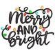 Merry and Bright Embroidery Design, Holiday Typography Pattern, Instant Download