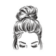 Messy Bun Hairstyle Embroidery Design, Instant Download
