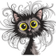 Messy Hair Cat Embroidery Design, Machine Embroidery Pattern, Instant Download