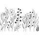 Minimal Botanical Wildflower Border Embroidery Design, Meadow Hem Stitch Pattern, Instant Download