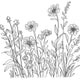 Minimal Floral Meadow Outline Embroidery Design, Instant Download