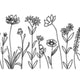 Minimal Floral Meadow Outline Embroidery Design V2, Instant Download