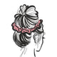 Minimal Line Art Woman with Scrunchie Embroidery Design, Hair Bun Portrait Pattern, Instant Download