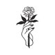 Minimal Rose Hand Line Art Embroidery Design, Instant Download