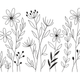 Minimal Wildflower Line Art Embroidery Design, Botanical Outline Pattern, Instant Download