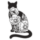 Minimalist Botanical Cat Line Art Embroidery Design, Cat Silhouette Floral, Instant Download