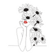 Minimalist Daisy Girl Embroidery Design, Fashion Line Art, Instant Download