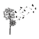 Minimalist Dandelion with Flying Butterflies Embroidery Design, Instant Download
