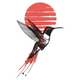 Minimalist Hummingbird Sunset Embroidery Design, Instant Download