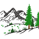 Minimalist Mountain Landscape Embroidery Design V2, Instant Download