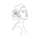 Minimalist Woman Line Art with Flower Embroidery Design, Fashion Portrait Pattern