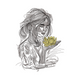Minimalist Woman with Lotus Embroidery Design, Instant Download