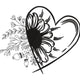 Modern Botanical Love Heart Embroidery Design, Instant Download