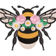 Modern Floral Bee Embroidery Design, Botanical Bee Machine Embroidery Pattern, Instant Download