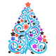 Modern Swirl Christmas Tree Embroidery Design, Funky Holiday Pattern, Instant Download