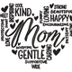 Mom Heart Word Art Embroidery Design, Instant Download