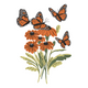 Monarch Butterfly Flower Embroidery Design, Instant Download