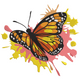 Monarch Butterfly Splash Embroidery Design, Instant Download