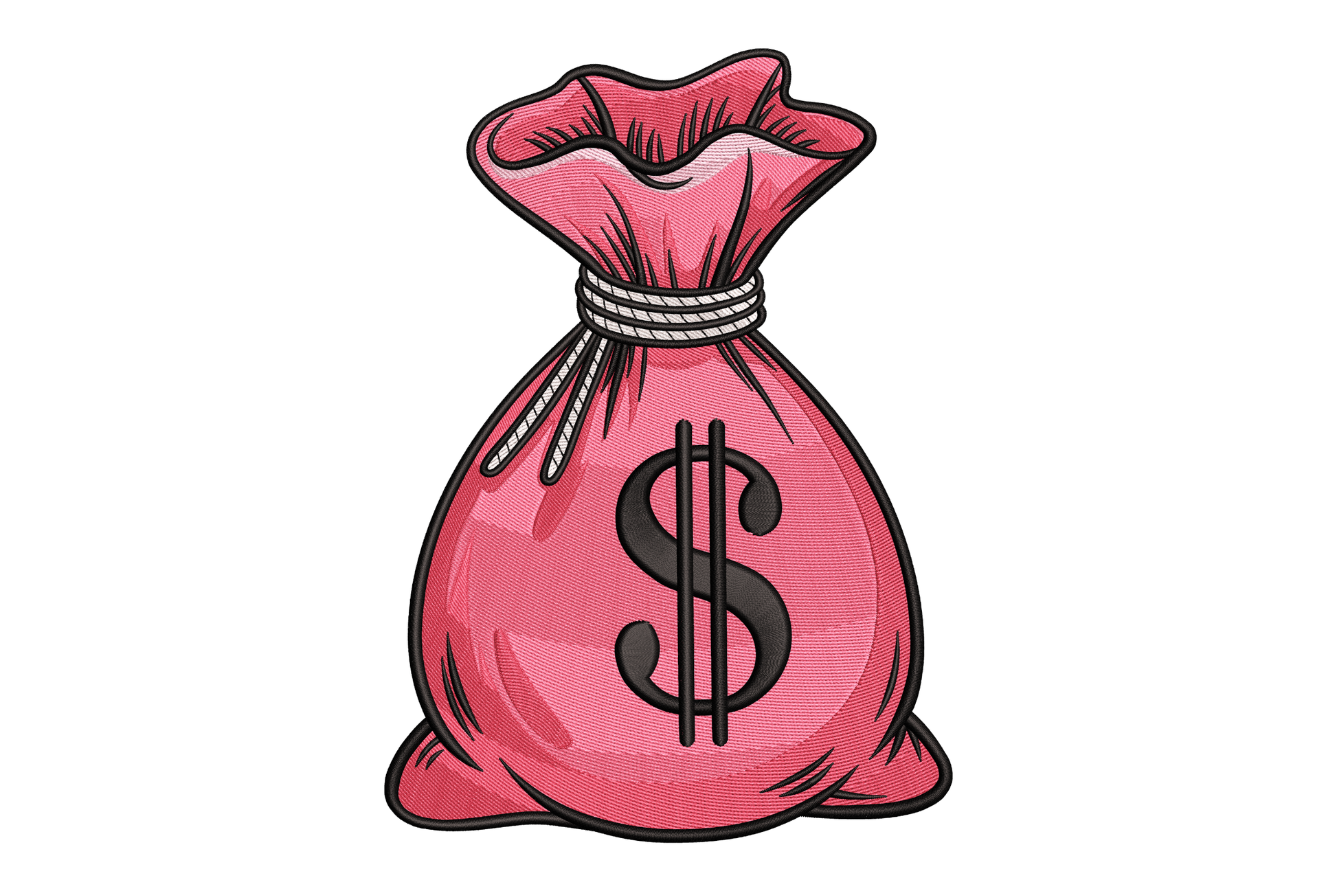 Pink bag with a dollar sign on a white background
