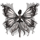 Monochrome Fairy Butterfly Embroidery Design, Fantasy Machine Embroidery Pattern, Instant Download