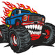 Monster Truck Flames Embroidery Design, Boys Shirt, Instant Download