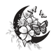 Moon Butterfly Floral Embroidery Design, Instant Download