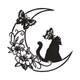 Moon Cat Butterfly Embroidery Design, Crescent Moon Floral Cat Machine Embroidery, Instant Download