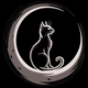 Moon Cat Silhouette Embroidery Design, Instant Download