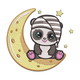 Moon Panda Embroidery Design, Machine Embroidery Pattern, Instant Download