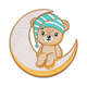 Moon Teddy Bear Embroidery Design, Machine Embroidery Pattern, Instant Download