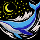 Moon Whale with Stars Embroidery Design, Instant Download