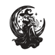 Moon Witch Silhouette Embroidery Design, Instant Download