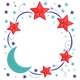 Moon & Stars Wreath Embroidery Design, Instant Download