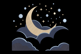 Moon and Clouds Embroidery Design, Dreamy Nursery Machine Embroidery Pattern, Instant Download