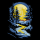 Moonlight Forest River Embroidery Design, Night Landscape Machine Embroidery, Instant Download