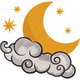 Moon with Clouds & Stars Embroidery Design, Instant Download