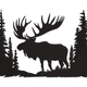 Moose Forest Silhouette Embroidery Design, Instant Download
