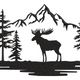 Moose Mountain Forest Embroidery Design, Wildlife Silhouette Embroidery Pattern, Instant Download