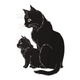 Mother Cat & Kitten Silhouette Embroidery Design, Instant Download
