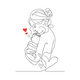 Mother Holding Baby Line Art Embroidery Design, Mama Machine Embroidery Pattern, Instant Download