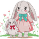 Mother and Baby Bunny Embroidery Design, Instant Download