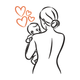 Mother and Baby Line Art Embroidery Design, Machine Embroidery Pattern, Instant Download