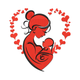 Mother and Baby Love Heart Embroidery Design, Instant Download