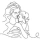 Mother and Child Line Art Embroidery Design, Instant Download