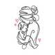 Mother and Child Love Line Art Embroidery Design, Instant Download