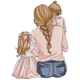 Mother and Daughters Embroidery Design V2, Instant Download