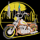 Motorcycle City Skyline Embroidery Design, Instant Download