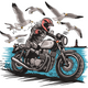 Motorcycle Rider Embroidery Design, Instant Download