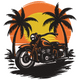 Motorcycle Sunset Embroidery Design, Instant Download